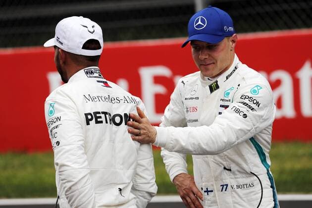 Photo4 LaPresse 12 05 2018 Barcelona, Spain Grand Prix Formula One Spain 2018 In the pic: Lewis Hamilton (GBR) Mercedes AMG F1 W09 pole position and 2nd position Valtteri Bottas (FIN) Mercedes AMG F1 W09 & xa9; Photo4 LaPresse 12 05 2018 Barcelona, Spain Sport Grand Prix Formula One Spain 2018 In the pic: Lewis Hamilton (GBR) Mercedes AMG F1 W09 pole position and 2nd position Valtteri Bottas (FIN) Mercedes AMG F1 W09  Copyright: xPhoto4 LaPressex