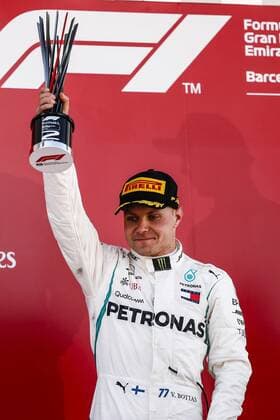 May 13, 2018 - Barcelona, Catalonia, Spain - 77 Valtteri Bottas from Finland Mercedes W09 Hybrid EQ Power+ team Mercedes GP celebrating his second place at the podium during the Spanish Formula One Grand Prix at Circuit de Catalunya on May 13, 2018 in Montmelo, Spain. Spanish F1 Grand Prix  - ZUMAn230 20180513_zaa_n230_885 Copyright: xXavierxBonillax