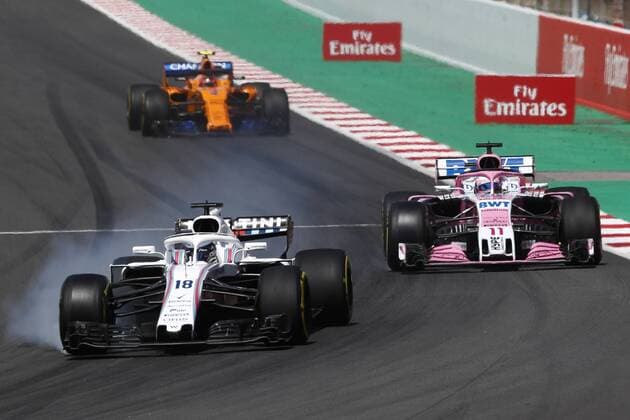 May 13, 2018 - Barcelona, Catalonia, Spain - May 13th, 2018 - Circuit de Barcelona-Catalunya, Montmelo, Spain - Race of Formula One Spanish GP 2018; Lance Stroll Team of Williams Martini Racing and Sergio Perez of Sahara Force India F1 Team during the Spanish GP. Barcelona Formula One Spanish GP; .May 13th - ZUMAa178 20180513_zap_a178_046 Copyright: xEricxAlonsox