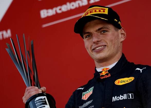 Max Verstappen of Netherlands and Aston Martin Red Bull Racing celebrates on the podium during the race of Spanish Formula One Grand Prix at Circuit de Catalunya on May 13, 2018 in Montmelo, Spain.  xJosexBreton CordonxPressx xSpanishxF1xGrandxPrixx-xRacex