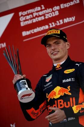 Max Verstappen of Netherlands and Aston Martin Red Bull Racing celebrates on the podium during the race of Spanish Formula One Grand Prix at Circuit de Catalunya on May 13, 2018 in Montmelo, Spain.  xJosexBreton CordonxPressx xSpanishxF1xGrandxPrixx-xRacex