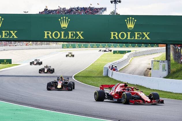 13th May, Circuit de Barcelona, Barcelona, Spain; Spanish Formula One Grand Prix, Sunday race day; Kimi Raikkonen of the Ferrari Team leads followed by Max Verstappen of the Red Bull Racing Team and Kevin Magnussen of the Haas F1 Team  ActionPlus12024753