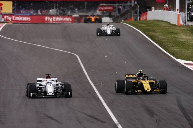 May 13, 2018 - Barcelona, Catalonia, Spain - 55 Carlos Sainz from Spain Renault F1 Team RS18 overtaking 09 Marcus Ericsson from Sweden Alfa Romeo Sauber F1 Team C37 during the Spanish Formula One Grand Prix at Circuit de Catalunya on May 13, 2018 in Montmelo, Spain. Spanish F1 Grand Prix  - ZUMAn230 20180513_zaa_n230_993 Copyright: xXavierxBonillax