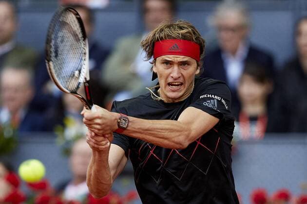 Themen der Woche - SPORT Bilder des Tages - SPORT May 13, 2018 - Madrid, Madrid, Spain - Alexander Zverev of Germany in action in his final match against Dominic Thiem of Austria during day nine of the Mutua Madrid Open tennis tournament at the Caja Magica on May 13, 2018 in Madrid, Spain Mutua Madrid Open - Day Nine  - ZUMAn230 20180513_zaa_n230_1356 Copyright: xDavidxAliagax