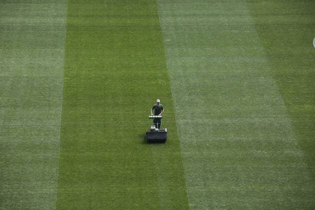 May 14, 2018 - Kiev, Ukraine - Workers prepare the NSC Olimpiyskiy stadiumfor the final match of the UEFA Champions League, Kyiv, Ukraine, May, 2018 . Kyiv for the 2018 UEFA Champions League final between Real Madrid and Liverpool has been putting the finishing touches to decorations and installing facilities with over 870,000 euros spent on infrastructure. Kyiv prepares NSC Olimpiyskiy for UCLF  - ZUMAn230 20180514_zaa_n230_679 Copyright: xSergiixKharchenkox
