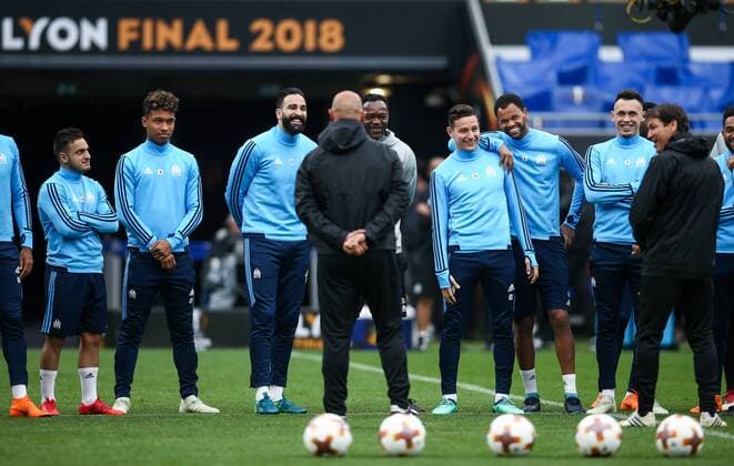 SOCCER - EL, Madrid vs Marseille LYON,FRANCE,15.MAY.18 - SOCCER - UEFA Europa League, final, Atletico Madrid vs Olympique Marseille, training Marseille. Image shows players of Marseille. GEPAxpictures xDanielxGoetzhaber