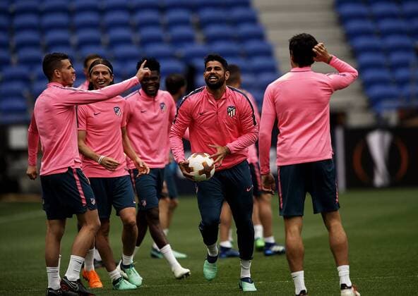 Fußball, EL, Finale, Training Atletico Madrid Diego Costa during the training before the final of Europa League between Atletico de Madrid against Olimpique de Marseille at Parc Olympique Lyonnais, Lyon, France. on 15 May of 2018.  xJosexBretonx xFinalxEuropaxLeaguex-xTrainingx