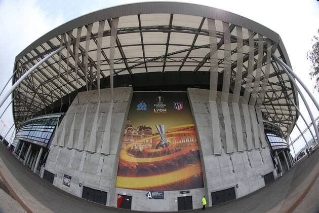 FuÃŸball, EL, Finale, Stade de Lyon 16th May 2018, Stade de Lyon, Lyon, France; Europa League football final, Marseille versus Atletico Madrid; A fish-eye view outside of the stadium before fans arrive  ActionPlus12025754