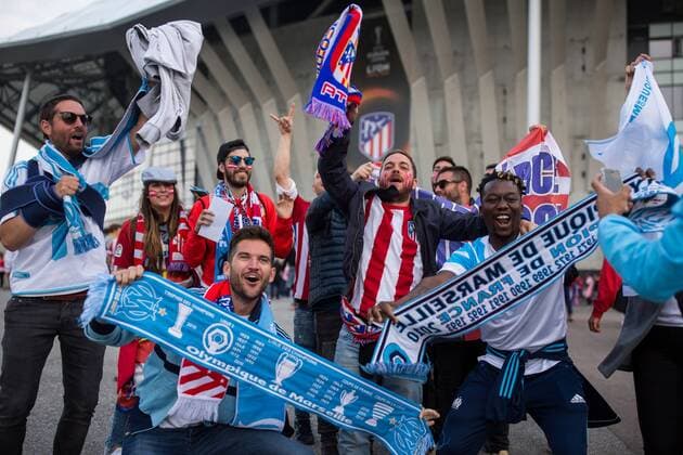 Fußball, EL, Finale, Marseille Fans in Lyon SOCCER - EL, Atletico vs Marseille LYON,FRANCE,16.MAY.18 - SOCCER - UEFA Europa League, final, Atletico Madrid vs Olympique Marseille. Image shows fans. GEPAxpictures xDanielxGoetzhaber
