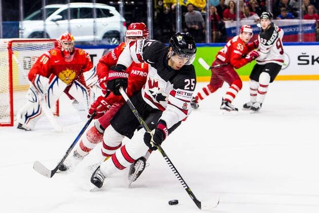180517 Kanadas Darnell Nurse under kvartsfinalen i ishockey-VM mellan Ryssland och Kanada den 17 maj 2018 i Köpenhamn. Copyright: PETTERxARVIDSON BB180517PA065