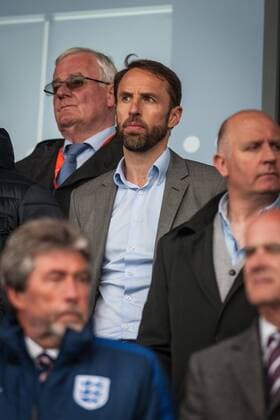 England v Netherlands UEFA EURO EM Europameisterschaft Fussball U17 U 17 Championship Semi-Final England manager Gareth Southgate in the crowd during the UEFA Euro U17 Championship Semi-Final match at the Proact stadium, Chesterfield Content Not Available For UK Newspapers Copyright: xMattxWilkinsonx FIL-11809-0007
