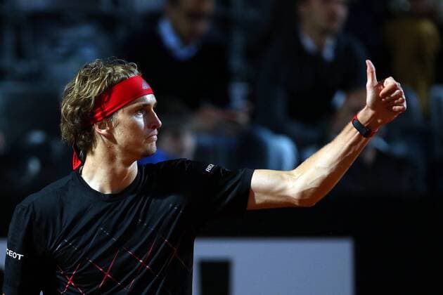 Themen der Woche - SPORT KW20 Bilder des Tages - SPORT 18th May 2018, Foro Italico, Rome, Italy; Italian Open Tennis; Alexander Zverev (GER) during his quarter-final match against David Goffin (BEL)  ActionPlus12026653 GiampieroxSposito