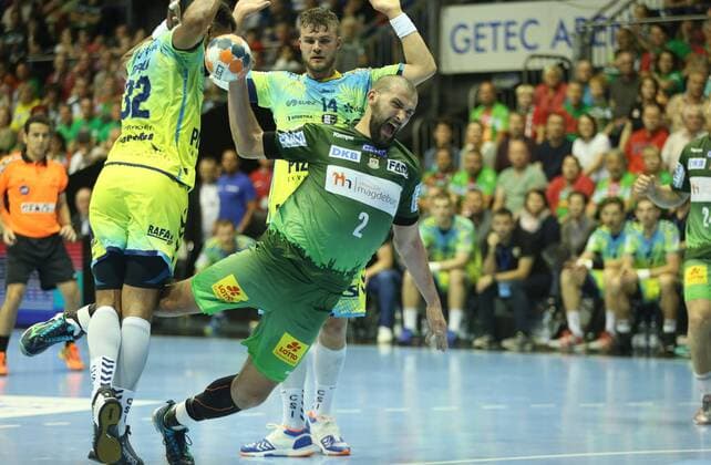 19.05.2018, xcsx, Handball EHF Cup Final 4, SC Magdeburg - Saint Raphael Var, emspor, v.l. Zeljko Musa (SC Magdeburg), Wurf Magdeburg