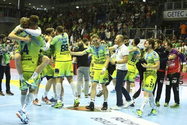 Saint Raphael Var vs SC Magdeburg. Saint Raphael Jubel über den Sieg, Jubel nach Spielende Saint Raphael Var vs SC Magdeburg, Handball, Ottostadt Magdeburg EHF Cup Finals 2018, Saison 2017 2018, 19.05.2018 Magdeburg Copyright: xEibner-Pressefotox EP_taeger