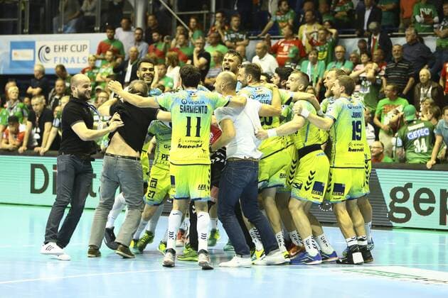 Saint Raphael Var vs SC Magdeburg. Saint Raphael Jubel über den Sieg, Jubel nach Spielende Saint Raphael Var vs SC Magdeburg, Handball, Ottostadt Magdeburg EHF Cup Finals 2018, Saison 2017 2018, 19.05.2018 Magdeburg Copyright: xEibner-Pressefotox EP_taeger