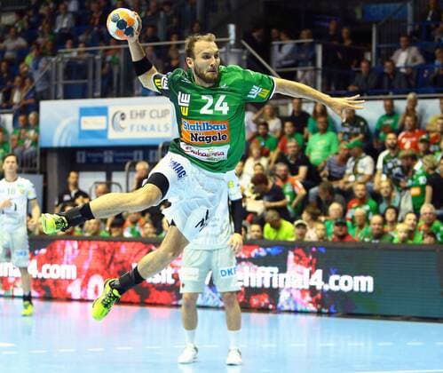 Frisch Auf Goeppingen vs Fuechse Berlin. Marcel Schiller (Goeppingen, 24) wirft Tor, Torschuetze, erzielt Tor, Treffer, scores the goal gegen Silvio Heinevetter (Berlin, 12) Frisch Auf Goeppingen vs Fuechse Berlin, Ottostadt Magdeburg EHF Cup Finals 2018, Saison 2017 2018, 19.05.2018 Magdeburg Copyright: xEibner-Pressefotox EP_taeger