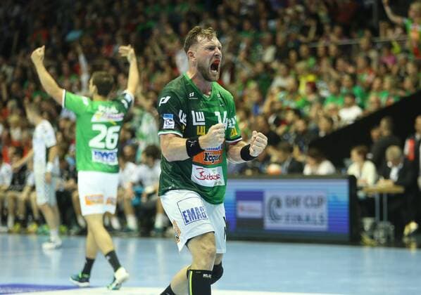 19.05.2018, xcsx, Handball EHF Cup Final 4, Frisch auf Goeppingen - Fuechse Berlin, emspor, v.l. Jacob Bagersted (Frisch Auf! Göppingen), jubelt, Portrait Magdeburg
