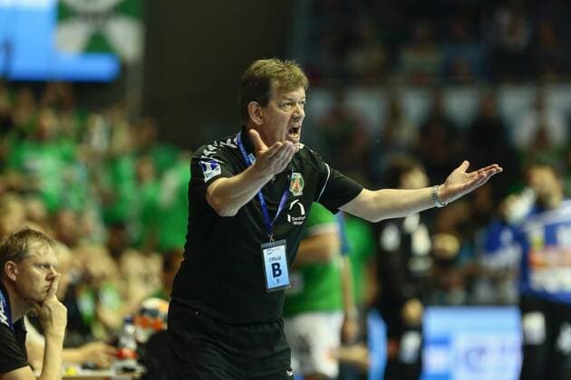 Frisch Auf Göppingen vs Füchse Berlin. Velimir Petkovic (Berlin, Trainer) Reklamiert, beschwert sich, schimpft Frisch Auf Göppingen vs Füchse Berlin, Ottostadt Magdeburg EHF Cup Finals 2018, Saison 2017 2018, 19.05.2018 Magdeburg Copyright: xEibner-Pressefotox EP_taeger