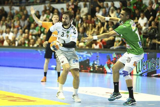 Frisch Auf Göppingen vs Füchse Berlin. vl Fabian Wiede (Berlin, 3), Zarko Sesum (Göppingen, 15) Frisch Auf Göppingen vs Füchse Berlin, Ottostadt Magdeburg EHF Cup Finals 2018, Saison 2017 2018, 19.05.2018 Magdeburg Copyright: xEibner-Pressefotox EP_taeger