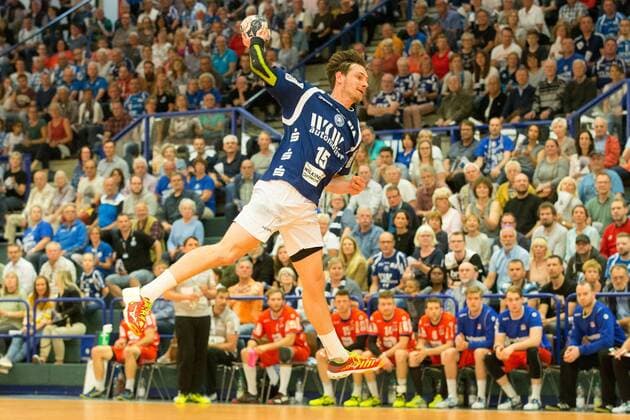 Milan Kotrc ( 15, Bergischer HC) beim Wurf Bergischer HC vs. HBW Balingen-Weilstetten, Handball, 2. Bundesliga, 19.05.18 Solingen NRW Deutschland Klingenhalle