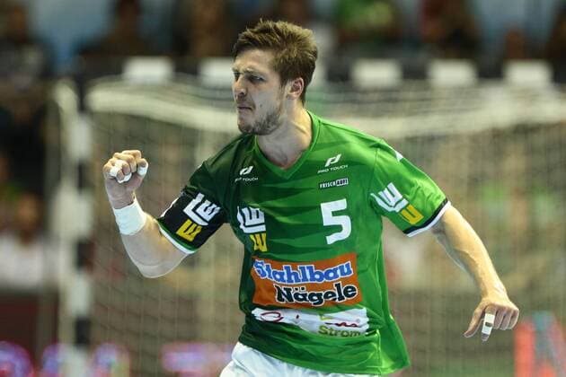 Frisch Auf Göppingen vs Füchse Berlin. Joscha Ritterbach (Göppingen, 5) Jubel, Torjubel, jubelt über das Tor, celebrate the goal, celebration Frisch Auf Göppingen vs Füchse Berlin, Ottostadt Magdeburg EHF Cup Finals 2018, Saison 2017 2018, 19.05.2018 Magdeburg Copyright: xEibner-Pressefotox EP_taeger
