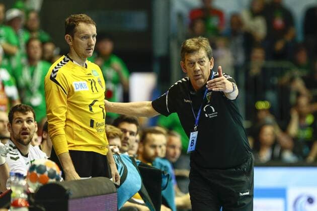 Frisch Auf Göppingen vs Füchse Berlin. vl Petr Stochl (Berlin, 71), Velimir Petkovic (Berlin, Trainer) Frisch Auf Göppingen vs Füchse Berlin, Ottostadt Magdeburg EHF Cup Finals 2018, Saison 2017 2018, 19.05.2018 Magdeburg Copyright: xEibner-Pressefotox EP_taeger