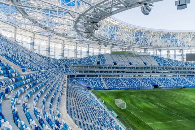 (180520) -- MOSCOW, May 20, 2018 -- Picture taken on April 16, 2018 shows the inside view of Nizhny Novgorod Stadium which will host the 2018 World Cup matches in Volgogard, Russia. ) (SP)RUSSIA-NIZHNY NOVGOROD-WORLD CUP-STADIUM FIFAxLOC 