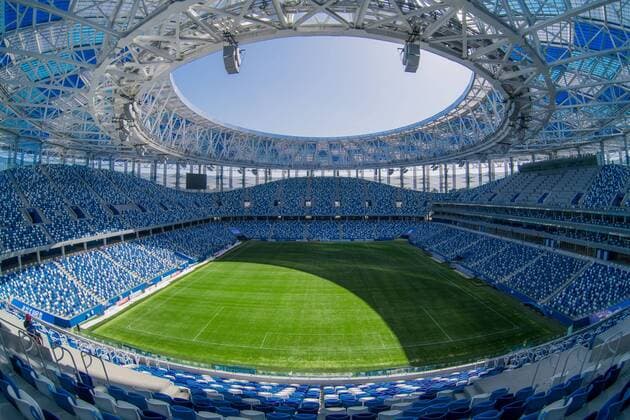 (180520) -- MOSCOW, May 20, 2018 -- Picture taken on April 16, 2018 shows the inside view of Nizhny Novgorod Stadium which will host the 2018 World Cup matches in Volgogard, Russia. ) (SP)RUSSIA-NIZHNY NOVGOROD-WORLD CUP-STADIUM FIFAxLOC 