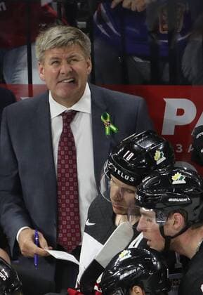 Ice hockey Eishockey - IIHF WC, CAN vs SUI COPENHAGEN,DENMARK,19.MAY.18 - ICE HOCKEY - IIHF World Championships, semifinal, Canada vs Switzerland. Image shows head coach Peters Bill (CAN). GEPAxpictures xAndreasxPranter