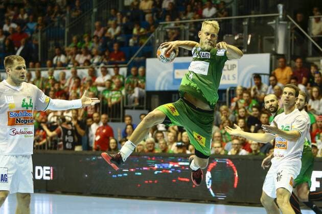 SC Magdeburg vs Frisch Auf Göppingen. Matthias Musche (Magdeburg, 6) wirft aufs Tor SC Magdeburg vs Frisch Auf Göppingen, Handball, Ottostadt Magdeburg EHF Cup Finals 2018, Saison 2017 2018, 20.05.2018 Magdeburg Copyright: xTaegerx Eibner-Pressefotox EP_Taeger