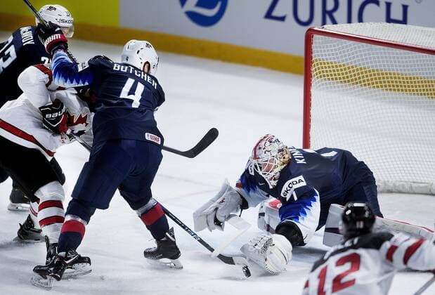Eishockey WM, USA- Kanada Keith Kinkaid of USA during the IIHF World Championship WM Weltmeisterschaft bronze medal Ice hockey Eishockey match between Canada and USA in Royal Arena in Copenhagen, Denmark, Sunday, May 20, 2018. , Copenhagen Denmark  Copyright: Scanpix LiselottexSabroex spdk20180520-165242-L