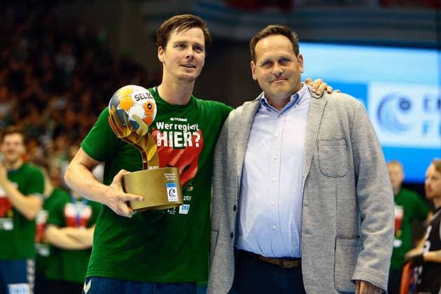 Saint Raphael Var vs Füchse Berlin. Hans Lindberg (Berlin, 18) wird als Torschützenkönig geehrt Finale Saint Raphael Var vs Füchse Berlin, Ottostadt Magdeburg EHF Cup Finals 2018, Saison 2017 2018, 20.05.2018 Magdeburg Copyright: xEibner-Pressefotox EP_taeger