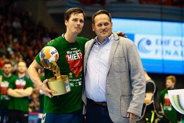 Saint Raphael Var vs Füchse Berlin. Hans Lindberg (Berlin, 18) wird als Torschützenkönig geehrt Finale Saint Raphael Var vs Füchse Berlin, Ottostadt Magdeburg EHF Cup Finals 2018, Saison 2017 2018, 20.05.2018 Magdeburg Copyright: xEibner-Pressefotox EP_taeger