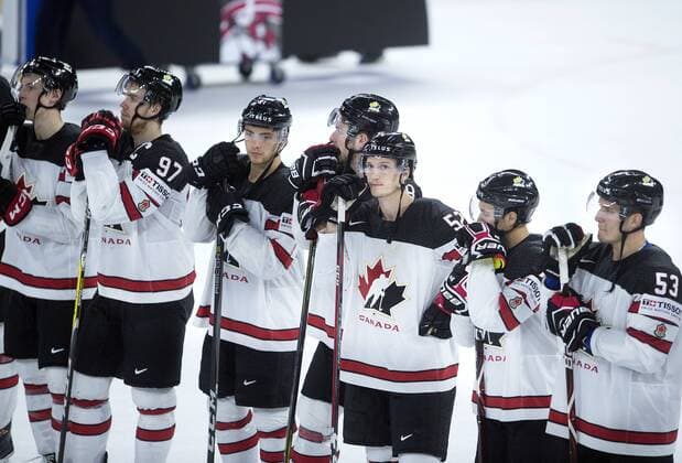 Canada after the IIHF World Championship WM Weltmeisterschaft bronze medal Ice hockey Eishockey match between Canada and USA in Royal Arena in Copenhagen, Denmark, Sunday, May 20, 2018.. , Copenhagen Denmark  Copyright: Scanpix LiselottexSabroex spdk20180520-183332-L