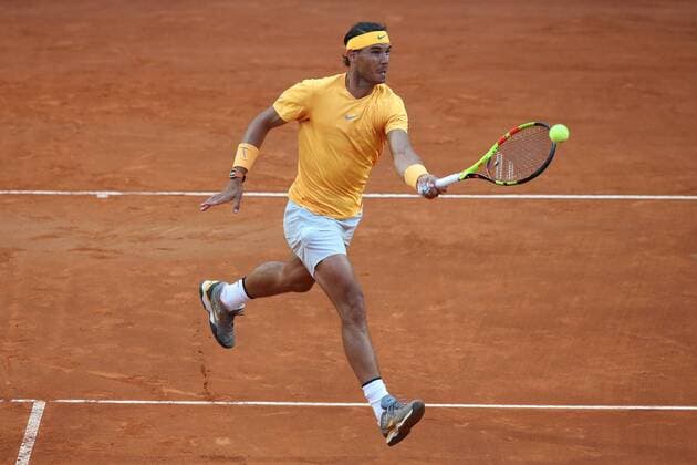 Rome: Italian Open Tennis Day 8 20th May 2018, Foro Italico, Rome, Italy; Italian Open Tennis, finals day; Rafael Nadal (ESP) in action during the final match won againt Alexander Zverev (GER) 6-1, 1-6, 6-3 Credit: Giampiero Sposito Pacific Press . Rome Rome Italy Foro Italico  GiampieroxSposito PacificxPress