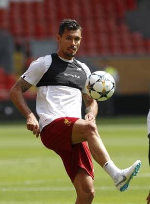 21st May 2018, Anfield, Liverpool, England; Liverpool open media day ahead of Champions League Final; Dejan Lovren of Liverpool during today s open training session at Anfield ahead of this week s Champions League final in Kiev against Real Madrid  ActionPlus12028044 AlanxMartin