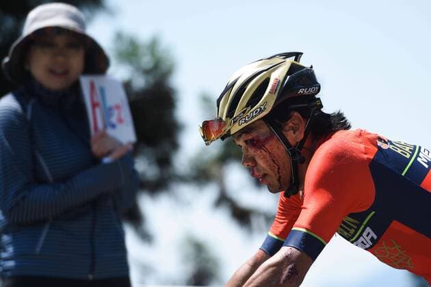 Themen der Woche - SPORT KW21 Bilder des Tages - SPORT May 22, 2018 - Inabe, Mie, Japan - Japanese injured rider, Yukiya Arashiro from Bahrain - Merida Team, during Inabe stage, 127.0km on Inabe circuit race, the third stage of Tour of Japan 2018..On Tuesday, May 22, 2018, in Inabe, Mie Prefecture, Japan. Tour of Japan 2018 - Stage 3  - ZUMAn230 20180522_zaa_n230_547 Copyright: xArturxWidakx