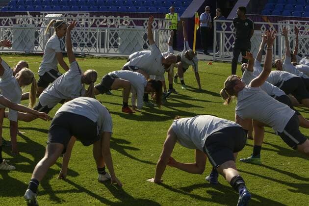 May 23, 2018 - Kiev, Ukraine - FC Wolfsburg players are seen during their rehersal for UEFA Women s Champions League Final at Valeriy Lobanovskyi Stadium in Kyiv, Ukraine, May 23, 2018 Wolfsburg Rehersal Before UWCL 2018 Final  - ZUMAn230 20180523_zaa_n230_833 Copyright: xSergiixKharchenkox