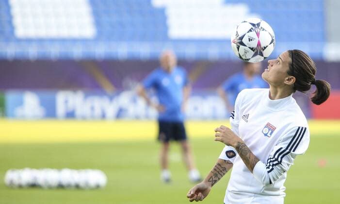 May 23, 2018 - Kiev, Ukraine - FC Olympique Lyonnais midfielder Dzsenifer Marozsan is seen during their rehersal for UEFA Women s Champions League Final at Valeriy Lobanovskyi Stadium in Kyiv, Ukraine, May 23, 2018 FC Olympique Lyonnais rehearsal  - ZUMAn230 20180523_zaa_n230_1063 Copyright: xSergiixKharchenkox