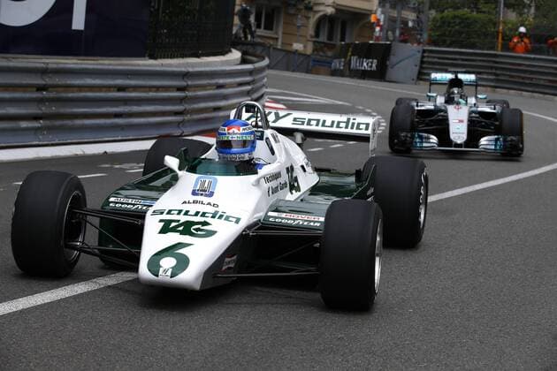 Bilder des Tages - SPORT Motorsports: FIA Formula One World Championship WM Weltmeisterschaft 2018, Grand Prix of Monaco, Keke Rosberg (SWE) driving the 1982 Williams FW08 and his son Nico Rosberg (GER) driving the 2016 Mercedes F1 W07 Monte Carlo Monaco
