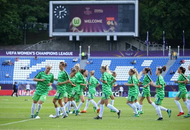 Wolfsburg vs Lyon, Finale CL Frauen, Kiew, Ukraine, 24.05.2018, FUßBALL - VfL Wolfsburg vs Olympique Lyon, Finale UEFA Frauen Champions League, Saison 2017-18. Bild zeigt: VfL Mannschaft vor dem Spiel Kiew