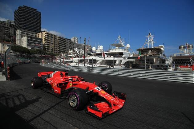 Sebastian Vettel (Scuderia Ferrari) mit seinem Auto in der Hafenpassage, Grosser Preis von Monaco 2018, Rennen, Motorsport, Formel 1, 24.05.2018, Grosser Preis von Monaco 2018, Rennen, Motorsport, Formel 1, 24.05.2018 Monte Carlo Copyright: xIllman Eibner-Pressefotox EP_ANS