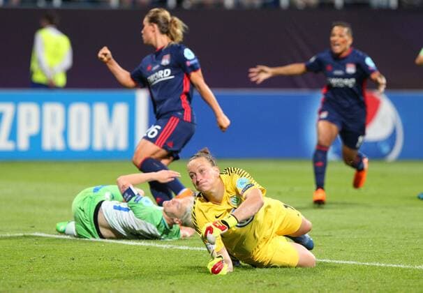 Wolfsburg vs Lyon, Finale CL Frauen, Kiew, Ukraine, 24.05.2018, FUßBALL - VfL Wolfsburg vs Olympique Lyon, Finale UEFA Frauen Champions League, Saison 2017-18. Bild zeigt: Torfrau Almuth Schult (VfL Wolfsburg), Kiew