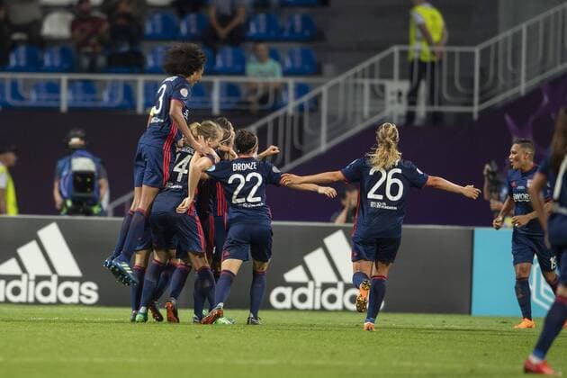 Camille Abily of Lyon celebrates after scoring his team s fourth goal during the UEFA Women s Champions League Final match between VfL Wolfsburg 1-4 Olympique Lyon at Valeriy Lobanovskyi Dynamo Stadium in Kiev, Ukraine, on May 24, 2018. Noxthirdxpartyxsales  (78857131)
