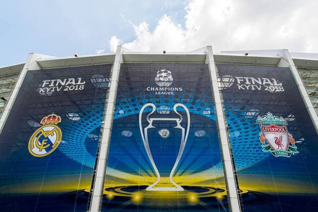 180525 General exterior view of the NSC Olimpiyskiy stadium ahead of the UEFA Champions League final between Real Madrid and Liverpool on May 25, 2018 in Kyiv. Photo: Vegard Wivestad Gr¿tt BILDBYRN kod VG 170175 Copyright: VEGARDxWIVESTADxGR¯TT BB180525BB002