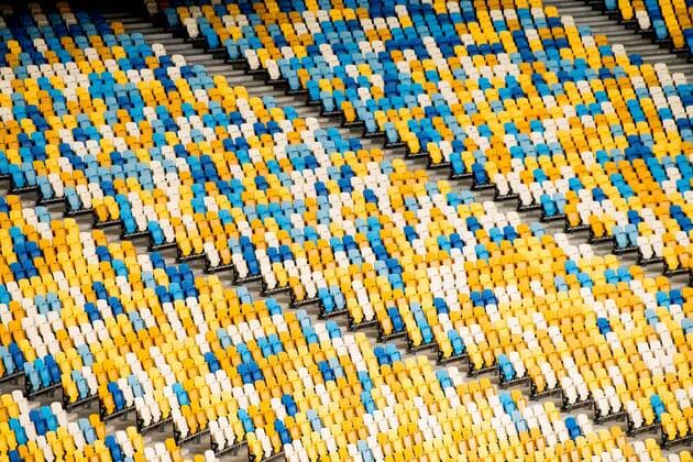 180525 General interior view of the NSC Olimpiyskiy stadium ahead of the UEFA Champions League final between Real Madrid and Liverpool on May 25, 2018 in Kyiv. Photo: Vegard Wivestad Gr¿tt BILDBYRN kod VG 170175 Copyright: VEGARDxWIVESTADxGR¯TT BB180525BB009