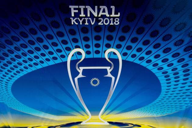 180525 A banner ahead of the UEFA Champions League final between Real Madrid and Liverpool on May 25, 2018 in Kyiv. Photo: Vegard Wivestad Gr¿tt BILDBYRN kod VG 170175 Copyright: VEGARDxWIVESTADxGR¯TT BB180525BB013