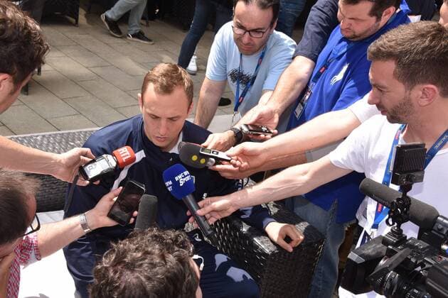 Handball Spieler von Montpellier HB am 25.05.2018 in Köln beim Media Call zur Handball Champions League VELUX EHF FINAL4 2018 das am 26. und 27.Mai in Köln stattfindet.