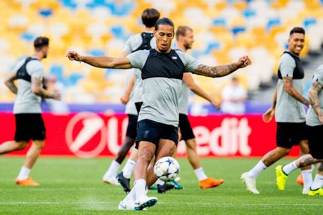 180525 Virgil Van Dijk of Liverpool during a training session on May 25, 2018 in Kyiv. Photo: Vegard Wivestad Gr¿tt BILDBYRN kod VG 170176 Copyright: VEGARDxWIVESTADxGR¯TT BB180525BB045