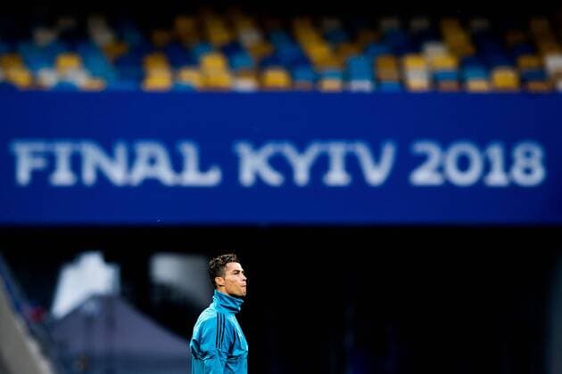 Bilder des Tages - SPORT 180525 Cristiano Ronaldo of Real Madrid during a training session on May 25, 2018 in Kyiv. Photo: Vegard Wivestad Grott BILDBYRAN kod VG 170177 Copyright: VEGARDxWIVESTADxGRoTT BB180525BB059